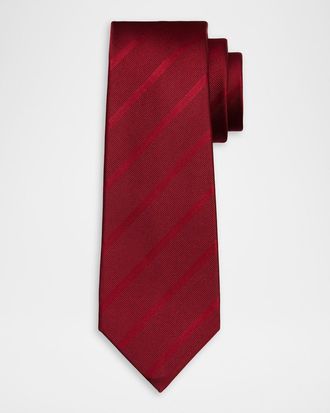 Kiton Men & apos;s Tonal Stripe Jacquard Silk 7-Fold Tie