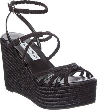 Jimmy Choo London Nyra 100 Raffia & Suede Sandal