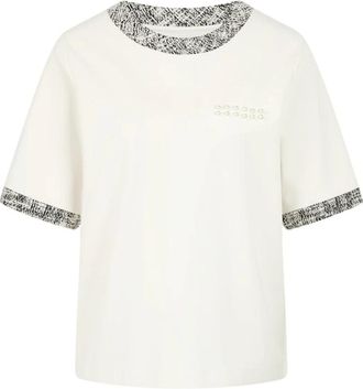 Marc Cain T-shirt met parelapplicatie - Dames - T-shirts - Wit - L - Katoen - Tops