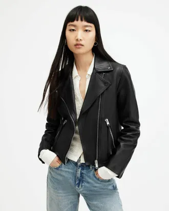 AllSaints Dalby Slim Fit Leather Biker Jacket