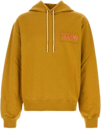 Marni Mustard Printed Logo Hoodie