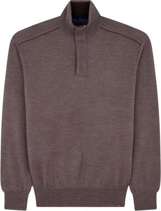 Paul & Shark Mezza Zip Merino Sweater 15311103 - Heren - Coltruien - Bruin - XL - Denim - Truien & Vesten