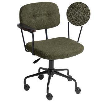 Beliani Silla De Oficina De Boucl&eacute; Giratorio Ajustable Escritorio Verde Oscuro Algerita