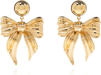 Dolce & Gabbana Boogvormige clip-on oorbellen - Dames - Oorbellen - Geel - ONE Size - Leer - Accessoires