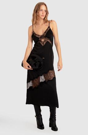 Belle & Bloom Heavenly Bodies Lace Slip Dress in Black at Nordstrom, Size X-Small Au