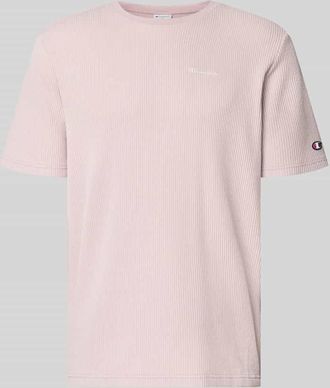 Champion T-Shirt mit Strukturmuster und Label-Stitchings in Altrosa, Gr&ouml;&szlig;e XXL