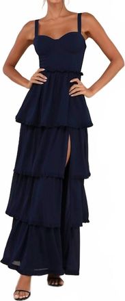 Lulus Womens Sophisticated Occasion Bustier Lace Up Maxi Dress In Navy