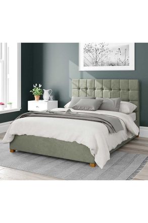 Aspire Home Accents Sinatra Upholstered Ottoman Storage Bed, Plush Velvet Fabric in Duck Egg Blue | Size: Double