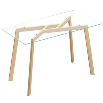HOMCOM Mesa de comedor 150x75x76 cm transparente