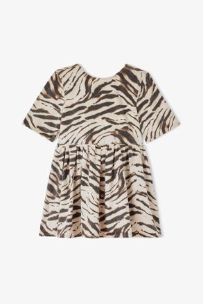 Ganni White Dress in Zebra Denim - Size 10/12 Organic Cotton