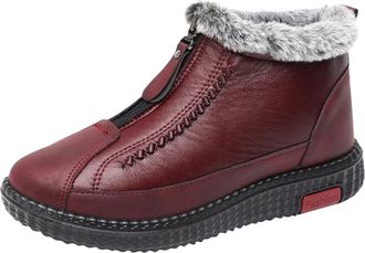 Generic Warm Fur Lined Snow Boots for Womens Slip on Ankle Boots Winter Casual Warm Comfy Shoes Outdoor Waterproof Slip Resistant Walking Booties with Zipper 