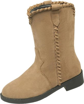 Generic Ladies Ankle Boots Comfortable Chunky Heel Walking Booties Round Toe Stylish Vintage Low Heel Casual Wide Calf Slip On Ladies Short Boots Fall Winter