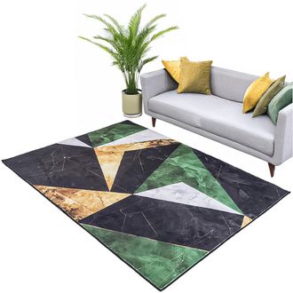 OEM Alfombra Moderna Novo Strado Para Sal&oacute;n, Estampado M&aacute;rmol, Terciopelo, M&aacute;rmol Verde, 160x220