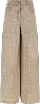 Brunello Cucinelli The Wide Barrel Jeans - Dames - Loose Fit Jeans - Beige - M - Katoen - Jeans