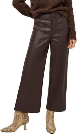 Fifteen Twenty Rylee Faux Leather Wide Leg Crop Pants in Brown at Nordstrom, Size 10