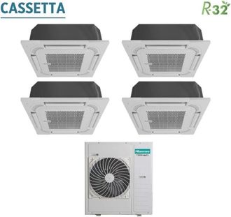 Hisense aire acondicionado de cassette de cuatro split 9+9+9 con 5amw125u4rta r-32 9000+9000+9000 con mando a distancia estándar y panel incluidos