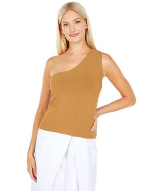 Vince Tank Top Womens Brown Sleeveless One Shoulder Modest Party JDM794