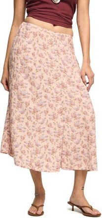 Lucky Brand Simone Floral Midi Skirt in Pink Floral at Nordstrom, Size Medium