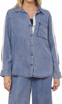 Vintage Havana Tencel Shirt With Contrast Taping In Washed Denim W/ Ivory