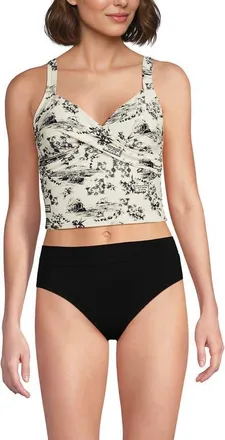 Lands End Sweetheart Wrap Midkini Top in Egret/black Toile at Nordstrom, Size 16