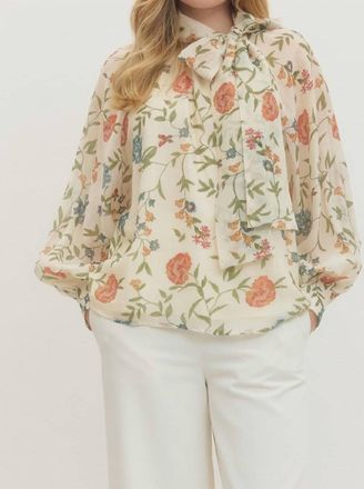 Entro Garden Grace Bow Blouse In Ecru