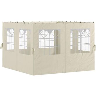 OUTSUNNY 4 Paredes Laterales Para Cenador 3x3 M Laterales De Carpa Con Ganchos 8 Ventanas Protecci&oacute;n Uv Crema - Outsunny