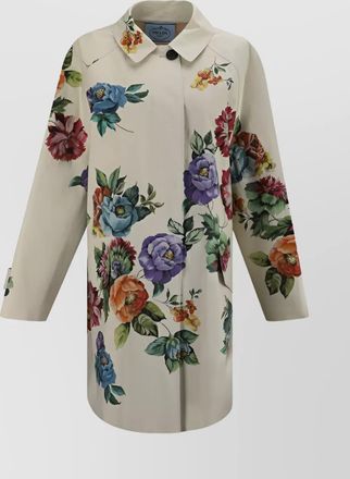 Prada floral print cotton coat with back slit