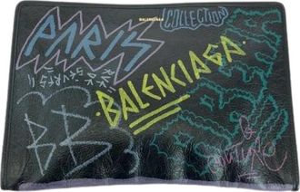 Balenciaga Pre-owned Graffiti Print Leather Clutch Bag - Dames - Vintage Clutch - Veelkleurig - ONE Size - Leer - Vintage