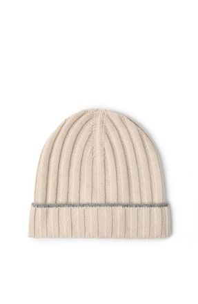 Brunello Cucinelli Cashmere rib knit beanie in Sand at Nordstrom, Size Xx-Large