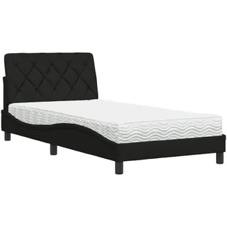vidaXL Cama Con Colch&oacute;n Tela Negro 100x200 Cm Vidaxl