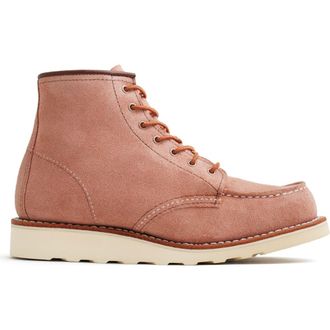 Red Wing Shoes Classic Moc Roughout Leather Boot in Dusty Rose Abilene at Nordstrom, Size 5.5