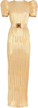 Andrew Gn Andrew Gn Silk-Blend Puff-Sleeve Belted Gown Size XS