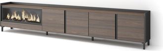 Skraut Home Skraut Home - Mueble Tv, Televisi&oacute;n, Muebles De Sal&oacute;n, Almacenaje, 315x35x61cm, Para Tv Hasta 80, Chimenea El&eacute;ctrica Xxl, Dise&ntilde;o Industrial, Estilo Mo