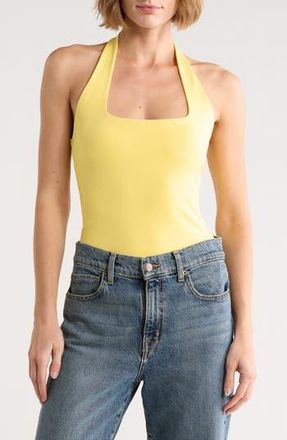 Good American Sculpt Halter Square Bodysuit in Lemon Light at Nordstrom Rack, Size X-Small