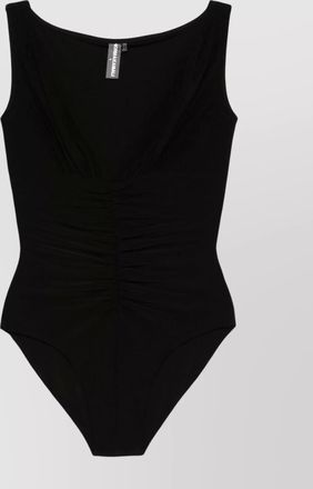 Norma Kamali v-neck ruched sleeveless stretch top