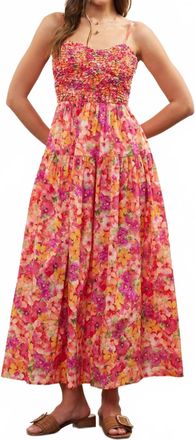 Skies Are Blue Clothing Floral Print Maxi Dress In Coral Multi