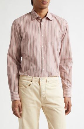 Massimo Alba Genova Stripe Cotton Button-Up Shirt in Old Rose at Nordstrom, Size Xx-Large
