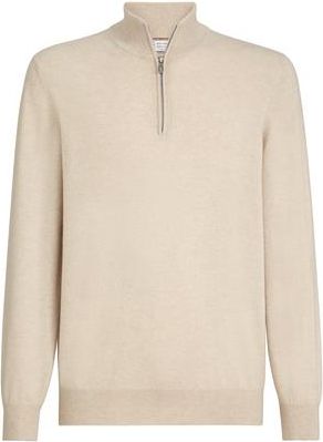 Brunello Cucinelli Cashmere sweater with half zip in Sand at Nordstrom, Size 46 It