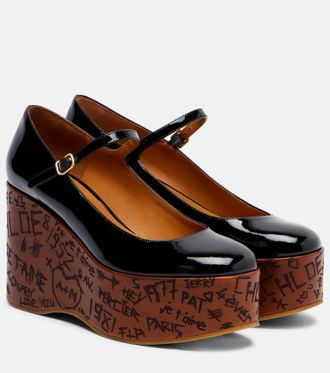 Chloé Chloé Maxime 80 patent leather wedge pumps