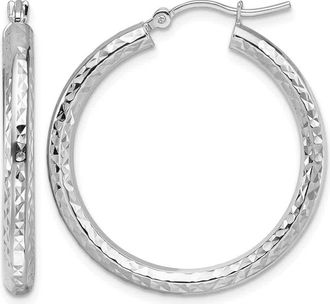 Diamond2Deal 10k Gold Diamond-cut 3mm Round Tube Hoop Earrings