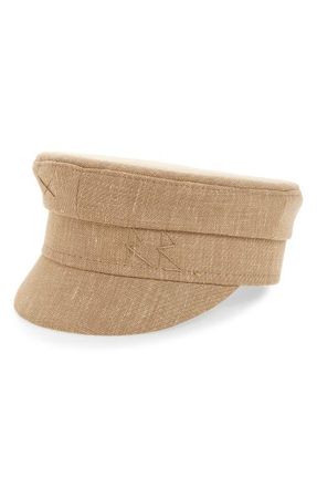 Ruslan Baginskiy Linen & Wool Blend Newsboy Cap in Natural Straw at Nordstrom, Size X-Small