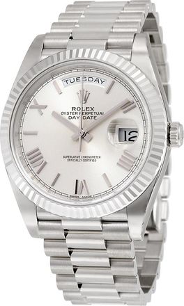 Rolex Pre-owned Rolex Day-Date Silver Quadrant Motif Dial Mens Watch 228239SQRSP