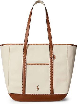 Polo Ralph Lauren Tassen, Dames, Beige, ONE Size, Katoen, Stijlvolle tassen met logoborduursel