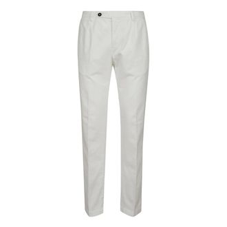 Massimo Alba White Cotton Trousers with Pockets