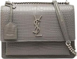Saint Laurent Pre-owned Sunset Crossbody - Dames - Vintage Schoudertas - Grijs - ONE Size - Leer - Vintage