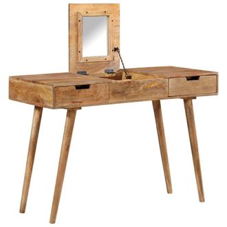 vidaXL Mesa Tocador Con Espejo Madera Maciza De Mango 112x45x76 Cm Vidaxl