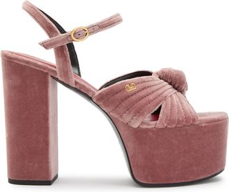 Valentino Garavani Crasher Vlogo Velvet Platform Sandals - Pink - 40 (IT40 / UK7)
