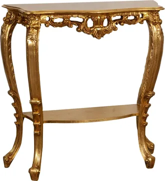 Biscottini International Biscottini - Consolle Ingresso Shabby 90x33x87 Cm Made In Italy Tavolino Ingresso Stile Barocco Finitura Oro