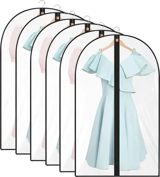 OEM Fundas Para Ropa, 60 X 100 Cm, 6 Fundas Colgantes, Borde Reforzado Y Grueso, Ventana Transparente, Bolsas Antipolvo Para Ropa, Impermeables, Antipolil