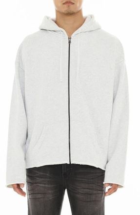 Cult of Individuality Core Raw Hem French Terry Zip Hoodie in Heather Grey at Nordstrom, Size Xxx-Large